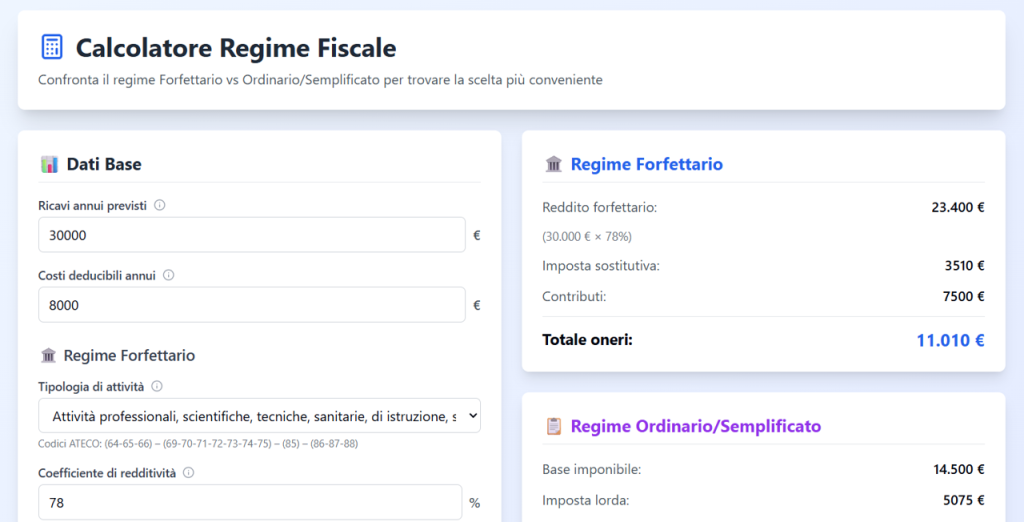 calcola regime forfettario_